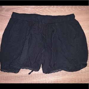 Black flowy high waisted shorts